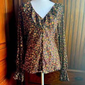 Show Me Your Mumu Rosa Blouse Size Small Floral with Glitter Accents